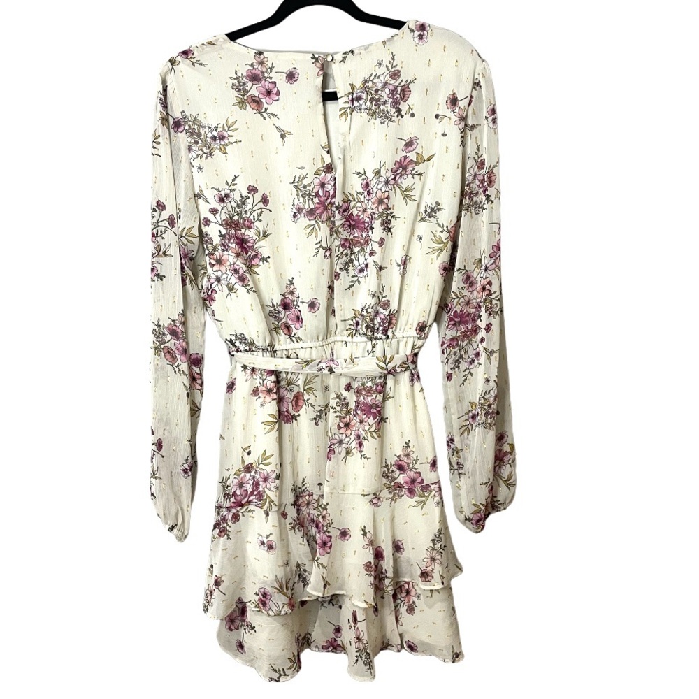 CITY STUDIOS Mini Dress Floral Long Shear Sleeves Tiered Skirt SZ XL NWOT - Picture 9 of 13